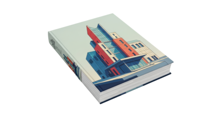 Isolated book object with building illustration for architectural designs reference library
