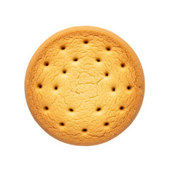 Crispy Cookie Delight Golden Round Biscuit with Decorative Holes Baked Treat Snack Dessert on transparent background