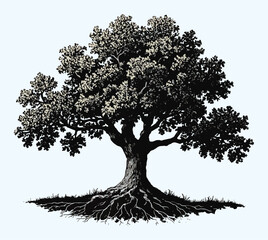bstract Tree Roots and Branches Silhouette Design