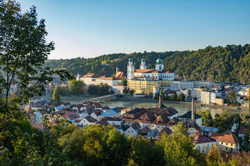 Passau, Bavaria, Germany: view from Mariahilfe on the South or Inn side of the old town in between the Danube and Inn rivers