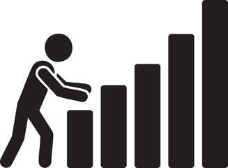 Reaching for success one bar at a time with rising graph, illustrating progress and striving for goals, perfect for business growth themes