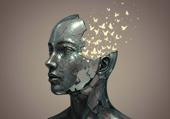 Fragmented Sculpture with Butterflies