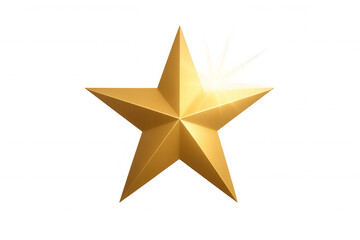 Golden 3d star glowing with light flare on transparent background representing quality and success