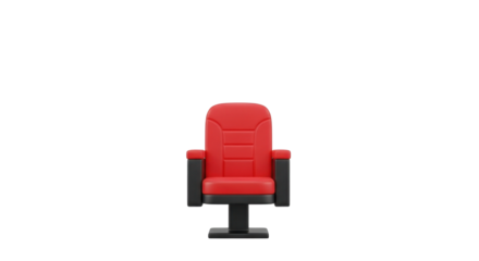 A single red cinema seat isolated on a clean white background, ready for use.