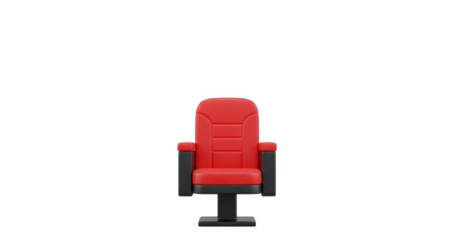 A single red cinema seat isolated on a clean white background, ready for use.