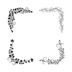 Cute floral border doodle on white background.