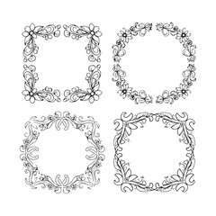 Cute floral border doodle on white background.