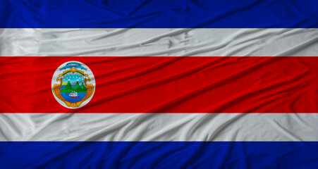 Fototapeta premium Costa Rican flag waving. Flag of Costa Rica with cloth texture