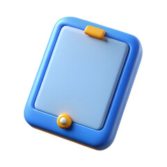 Blue digital tablet with light blue screen isolated on transparent background