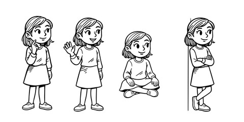 Doodle girl different style