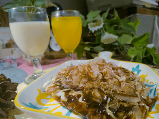 Golden Chocolate Takoyaki with Highlighted Toppings in an Appetizing Presentation