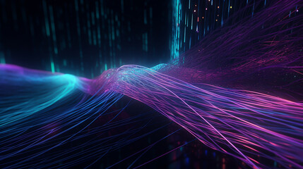Abstract data stream with flowing lines of light, creating a futuristic and dynamic visual experience, perfect for technology and innovation themes