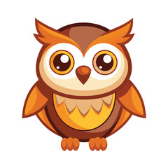 cute cartoon owl sitting on branch