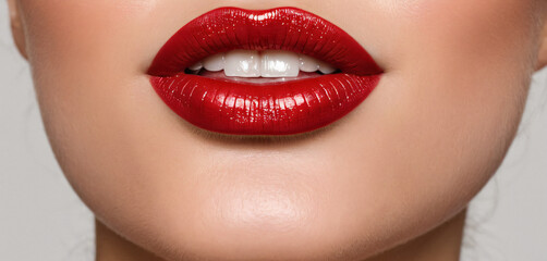 Obraz premium There is a close up of woman ' s lips with red lipstick elements scene backgrounds composition expression style gesture colorful emotion motion movement layers depth figure design frame