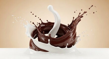 Chocolate milk splash, swirling liquids