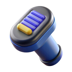 3d render of a blue and yellow scanner device isolated on transparent background