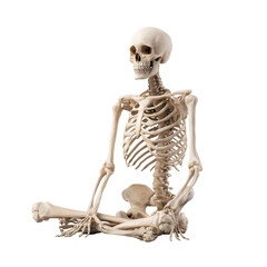 A serene skeletal form embodies the delicate dance of bone and structure in a stark display