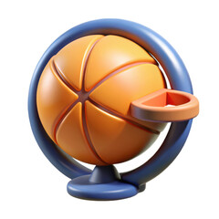 Stylized basketball hoop and globe isolated on transparent background