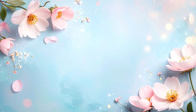 Delicate spring flowers on a pastel background
