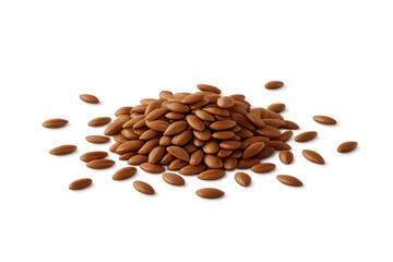 Obraz premium Heap of brown flax seeds on a transparent background, healthy ingredient for cooking and nutrition