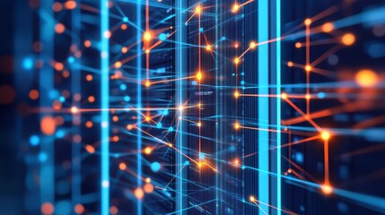 Abstract Digital Network Composition With Glowing Elements