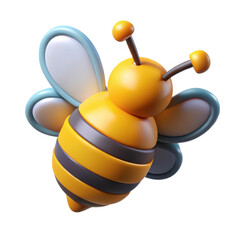 Cute cartoon bee flying isolated on transparent background