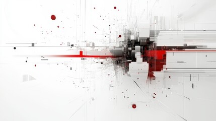 Abstract Digital Network Interface Design in Red and White