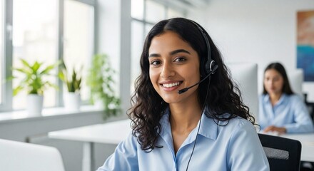Smiling Customer Service Representative Provides Helpful Support with Professionalism and Courtesy