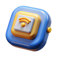 3d rendered blue and yellow wifi signal icon isolated on transparent background