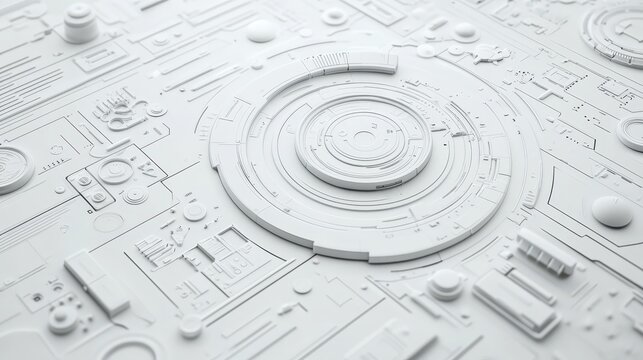 A futuristic white technology design with internet data details