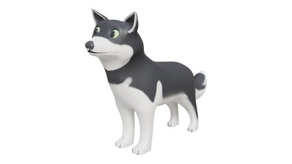 3D Husky Dog on White Background Cute Pet Animal Illustration Digital Artwork - 1