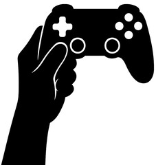 Hand Holding Game Controller Silhouette | Gaming Esports Vector