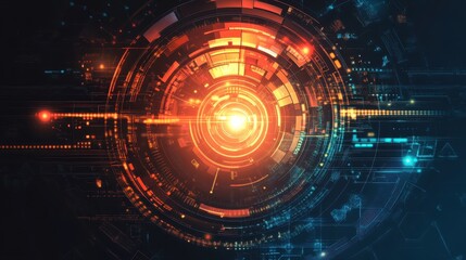 Abstract futuristic glowing virtualization technology data system