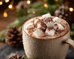 Cozy Hot Chocolate With Marshmallows Festive Holiday Season