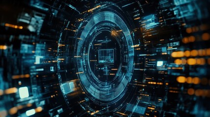 A high tech digital network with data information displayed