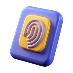 3d fingerprint icon for security and authentication isolated on transparent background