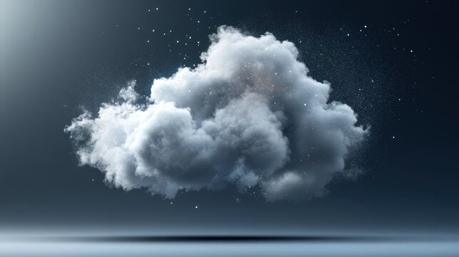 A large white cloud representing cloud computing in space