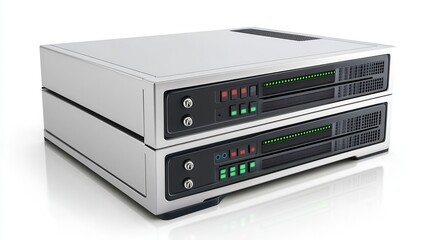 Fototapeta premium A modern server stack isolated on a white background