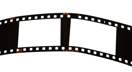 Extreme macro shot of two pristine 35mm film frames with orange numerals '3A', '4', '4A', '5' on a transparent background, high-contrast studio lighting, concept of infinite possibility