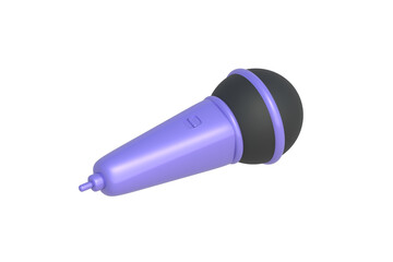 Single microphone isolated on white background. Voice amplification equipment. Accessory for karaoke. 3d render