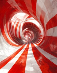Red and white striped tunnel