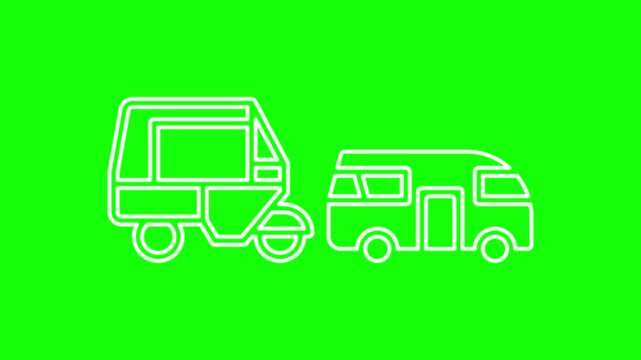 A Bajaj transportation vehicle is displayed on a green screen.