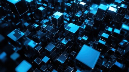 Abstract 3D Digital Cubes Showing Virtualization and Technology