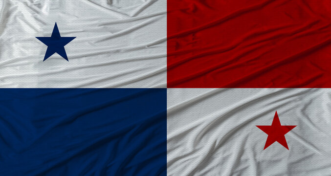 Panamanian flag waving. Flag of Panama with cloth texture