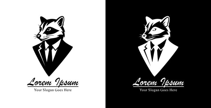 Professional black-suited civet logo design