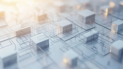 Abstract 3D System Architecture Design with High Tech Aesthetic