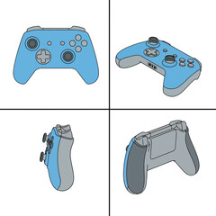 Video Game Controller or Gamepad Vector Set in Various Angles © Ari