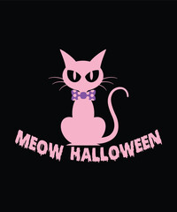 Meow Halloween Cute Cat T-Shirt Design