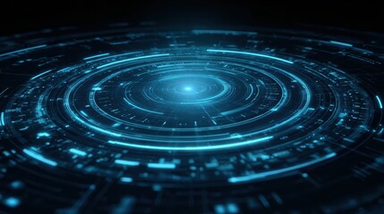 Abstract blue digital technology data network visualization