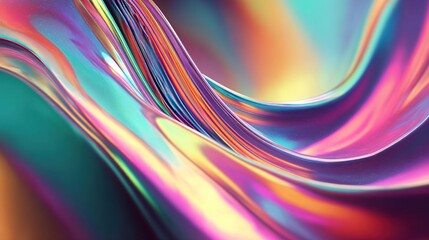 Iridescent flow Colorful waves shimmering in a vibrant, abstract composition